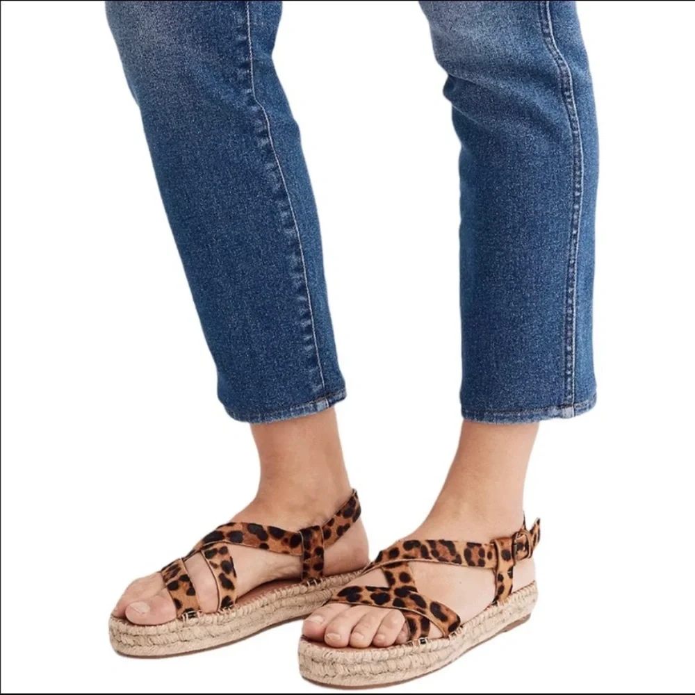 Madewell Black Leather Crisscross Espadrille Sandals